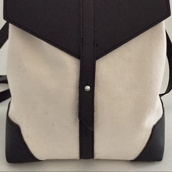 Deux Lux canvas cream & black backpack.  EUC - Picture 3 of 7